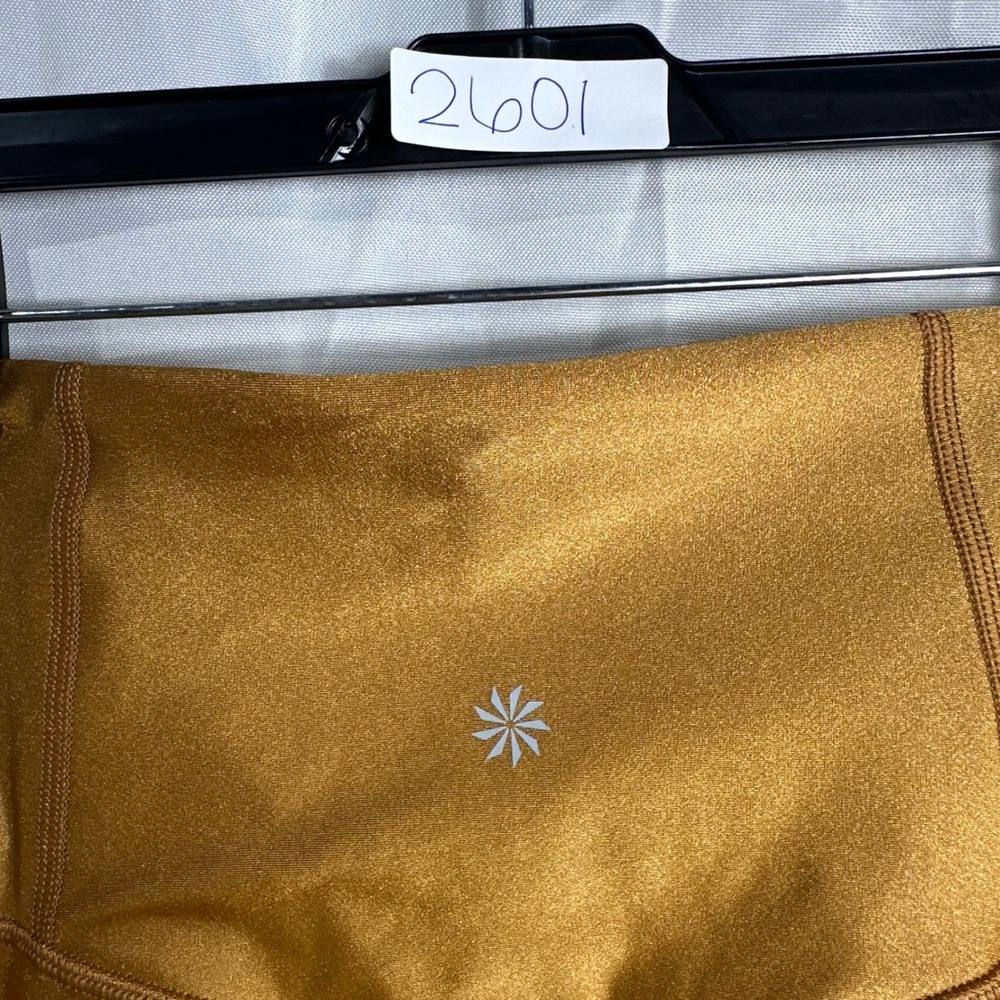Athleta Elation Shine Tight Gold Metallic High Rise Leggings Womens Small Yoga - Picture 7 of 7